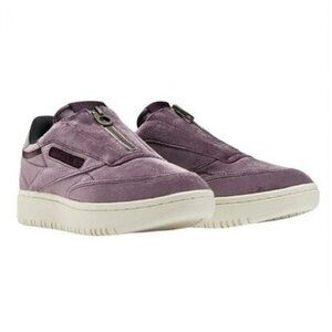 NWT! Reebok Club C Double Zip Purple Velvet Platform Sneakers - 8